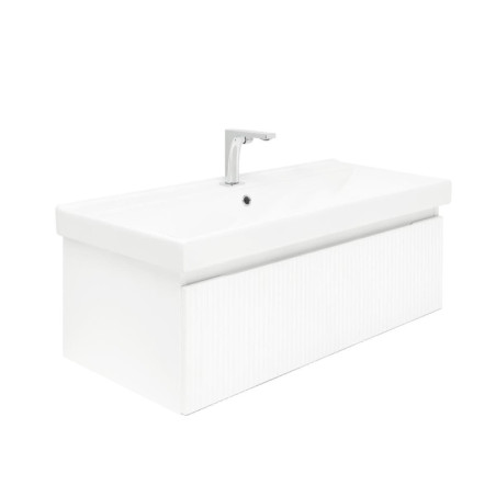 Koupelnová skříňka s baterií a umyvadlem SAT Evolution 1 98x30x44,8 cm bílá mat SATEVO100WMU1B