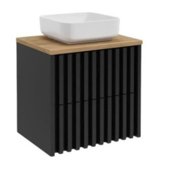 Koupelnová skříňka s dubovou krycí deskou SAT Delano 60x56x45 cm černá DELANO60ZCDE