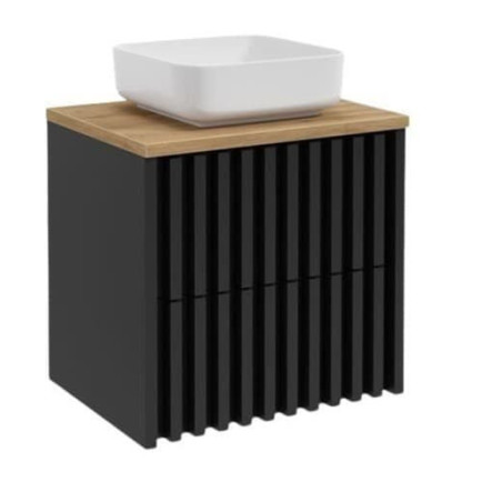 Koupelnová skříňka s dubovou krycí deskou SAT Delano 60x56x45 cm černá DELANO60ZCDE