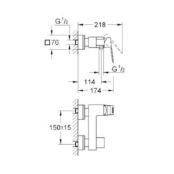 Sprchová baterie GROHE Eurocube bez sprchového setu chrom 23145000