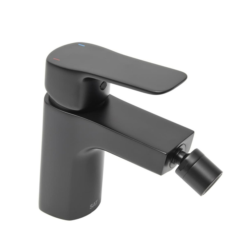 Bidetová baterie SAT Cube Way s výpustí černá matná CU235C