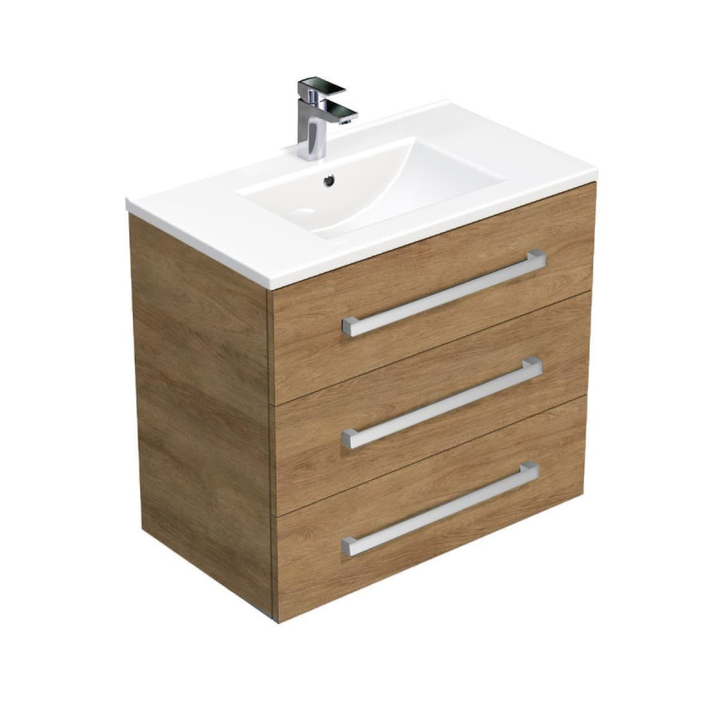 Koupelnová skříňka s umyvadlem SAT Cube Way 80x76,5x46 cm dub Hickory CUBE46803DHMOD