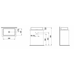 Umyvadlo na desku Laufen Living Square 60x34 cm bez otvoru pro baterii, bez přepadu H8114340001121