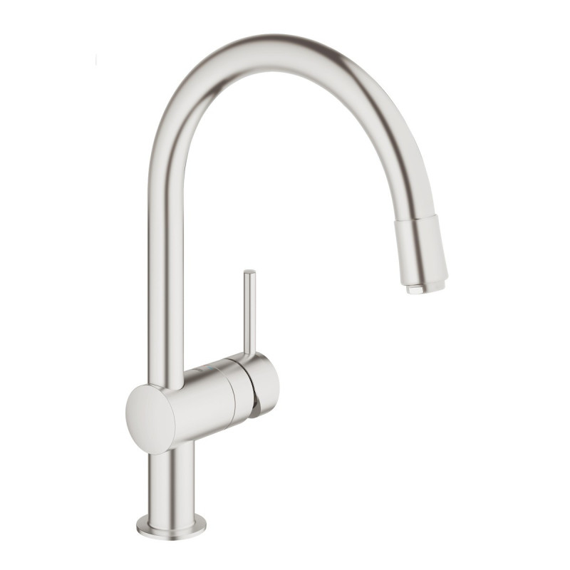 Dřezová baterie GROHE Minta s vytahovací sprškou supersteel 32918DC0